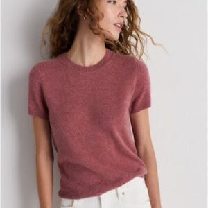 Quince Mongolian Cashmere Tee in Heather Shaded Rose Pink